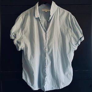 XiRENA Blue Button Down Shirt with Short Sleeves